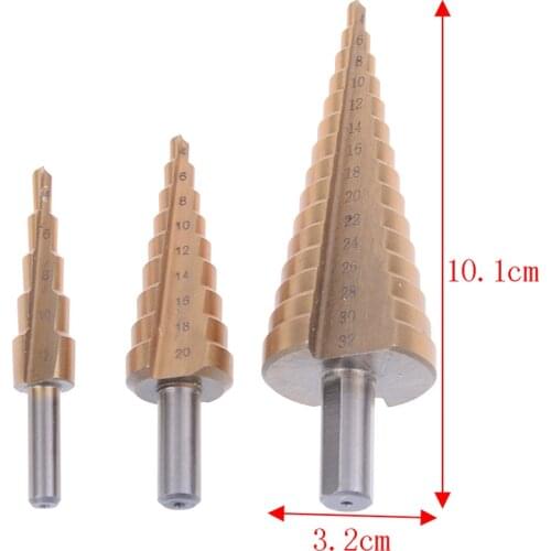 1pcs HSS Spiral Grooved Center Drill Bit Pagoda Shape Hole Cutter 4-12mm Carbide Titanium Step Cone Drill Bit Set