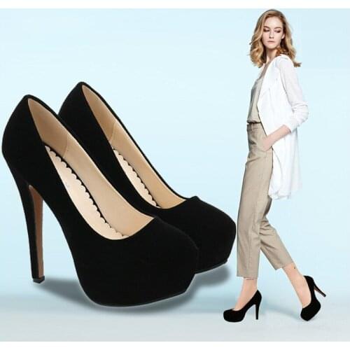 Ladies High Heels Platform Pumps Black White Women Shoes Platform High Heels Shoes Thick Heels Work Pumps Dress Shoes GY-71