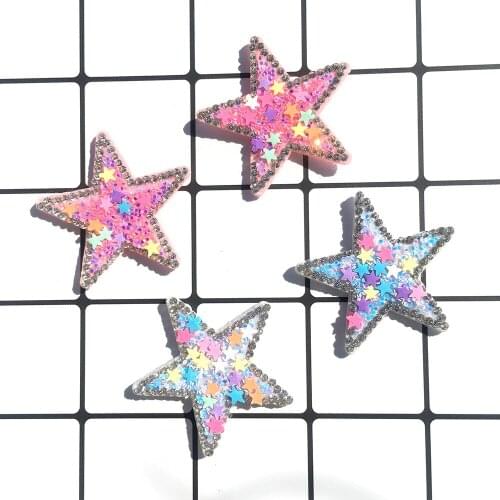 10pcs/pack Five-pointed Star Sequins Rhinestone Patch Stickers DIY Non-woven Shoes Flower Clothing Headband Hairpin Accessories
