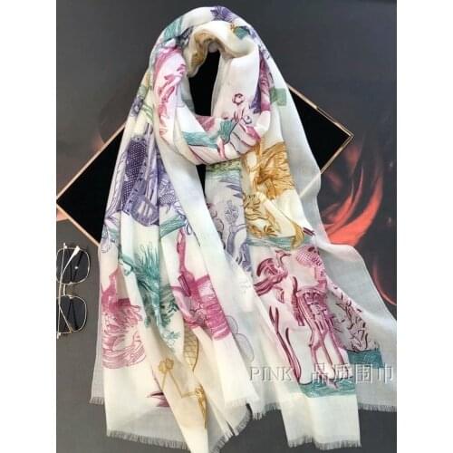 Women Winter 100% Cashmere Scarf Shawl Thin Type Horse Print Pashmina Scarves Wraps 200*100cm