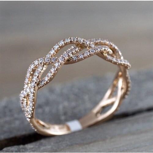 Milangirl New Zircon Twist Geometric Ring Fashion Lady Luxury Cutout Design Wedding Party Ring