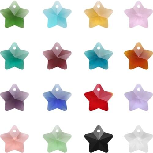 ZHUBI 20pcs/lot Charm Crystal Pendant Five-star Shape Mixed 14MM Glass Faceted Loose Star Beads DIY Jewelry Design Supplies