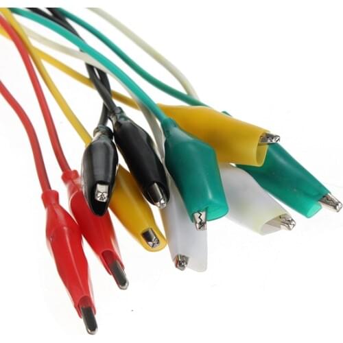 10Pcs 50cm Alligator Clips Doubl e-ended Clips Crocodile Cable Alligator Jumper Wire Test Leads Alligator Clips 5 Color