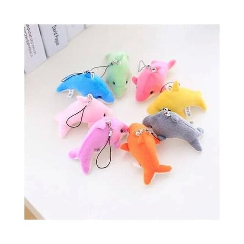 20PCS 8cm Baby Dolphin Decoration Bag Plush Mini Pendant Keychain Doll Ring Toy
