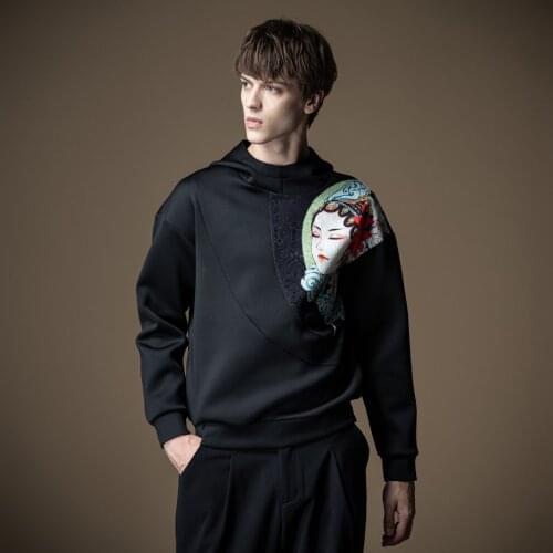 Free shipping New mens male unique fashion casual Autumn new Chinese style hooded national printed sweatershirt coat B201309093