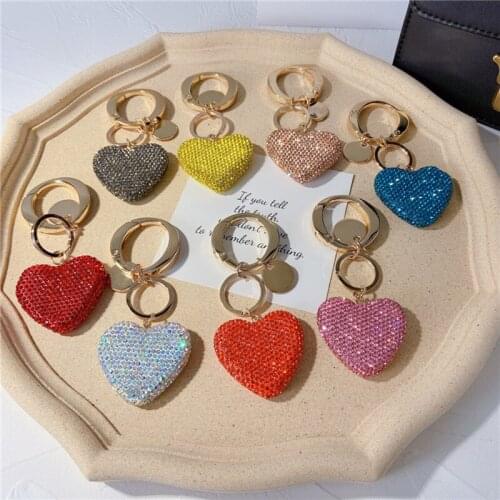 Diamond Heart Keychain Creative Rhinestones Bag Pendant Celebrity Small Gift Car Key Chain Pendant