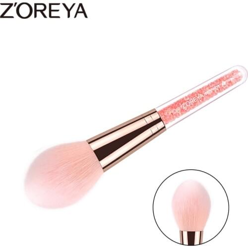 ZOREYA Brand Single Pink Crystal Handle Blush Makeup Brushes Soft Dense Synthetic Fibers Multi-function Cosmetic Tools For Girls