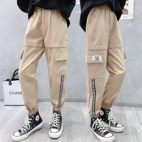 Kids Cargo Pants Narrow Goods Girls Casual Spring Autumn Clothing Cotton Long Trousers Children Sport Sweatpants 8 10 12 14Years