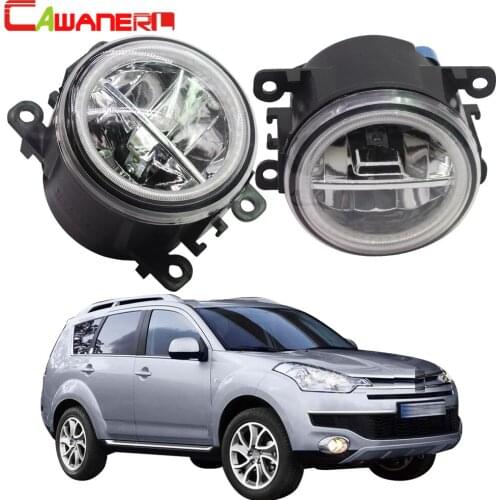 Cawanerl For Citroen C-Crosser Car Styling 4000LM LED Bulb H11 Fog Light + Angel Eye DRL Daytime Running Light 12V High Bright