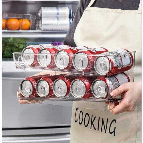 Beverage Holder Can Organizer Rack Stackable Storage Organizer Tray Rack For Refrigerator Kitchen CLH@8