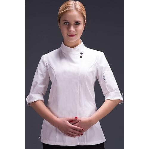Food chef kitchen jacket white Hotel Uniform summer restaurant Waiter Workwear Clothing womens kitchen jacket