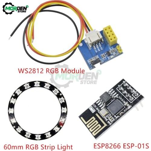 ESP8266 ESP-01 ESP-01S Serial WIFI Wireless Transceiver Module WS2812 RGB Module 16 Bits 60mm RGB Strip Light