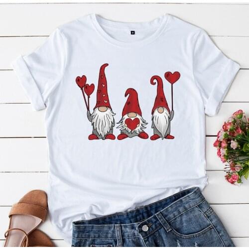 Summer Large Size Christmas Basic Tees Women Little Dwarfs Cotton T-shirt Harajuku Loose Funny Cartoon Print Shirt Tee