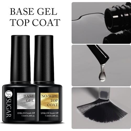 UR SUGAR No Wipe Top Coat Base Gel Long Lasting No Bubble Base Gel Varnish 7.5ml Vernis Semi Permanent UV LED Gel Nail Polish