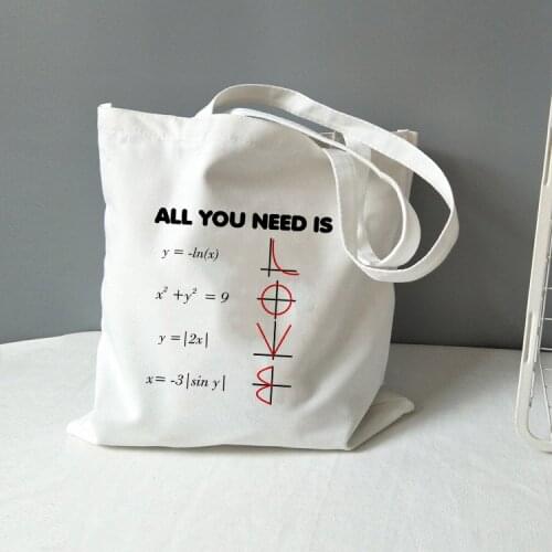 Chemistry Tote Bag Canvas All You Need Is Love Math Graphic Fashion Travel Storage Bag Funny Geek Handbag Shoulder Totebag