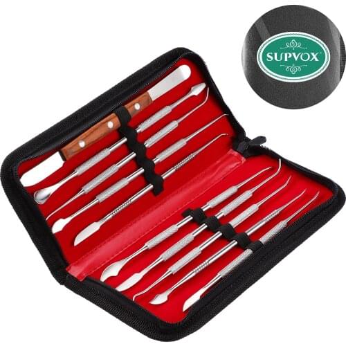 Supvox Dental Wax Carving Tools Stainless Steel Wax Sculpting Tool Set Wax Tool Kit with Storage Bag Black A50