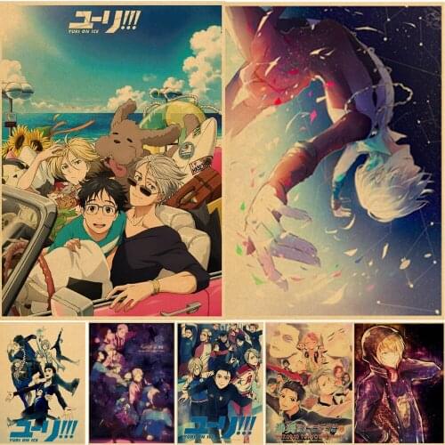 Kawaii YURI!!! on ICE Anime Poster Japanese Cartoon Comic Kraft Paper Poster Wall Stickers Home Room Decor Painting