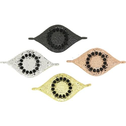 KEJIALAI Oval Shape Eyes Charm Connectors Paved with Rhinestone Accessories for DIY Jewelry Making Findings Copper Pendants