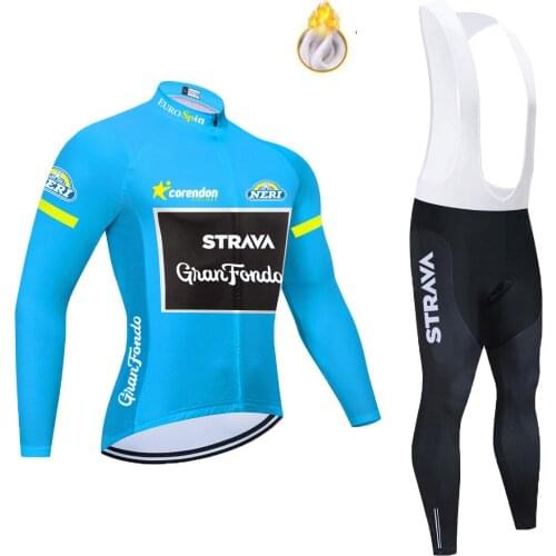 2021 STRAVA Cycling Jersey Set Winter Fleece Mountian Bicycle Clothes Wear Ropa Ciclismo Racing Bike Clothing Cycling Set