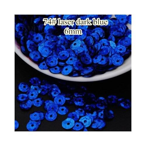 Laser Bright 50g 6mm Cup Round Sequins Laser Sequins Paillettes Sewing Sequins Decoration 74# Laser Dark Blue Confetti