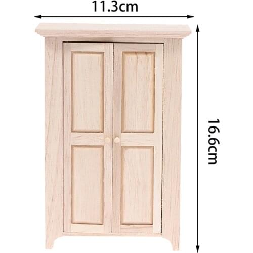 1/12 Dollhouse Miniature Accessories Mini Wooden Storage Wardrobe Simulation Cabinet Furniture Toys For Doll House