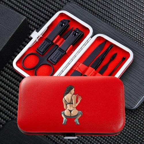 Sexy Girl Manicure Nail Clipper Scissors 7pcs Set Portable Travel Sharp Stainless Steel Trimmer Clippers Cutter Accessories Tool