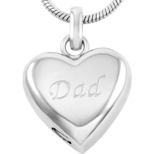8455 Heart Urn Pendants Memorial Ash Necklace Stainless Steel Cremation Jewelry (dad)