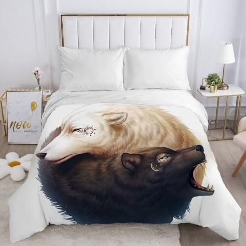 Duvet Cover with Zipper Comforter Blanket Quilt Cover 220x240/90/135/150 3D Bedding Animal yinyang fox