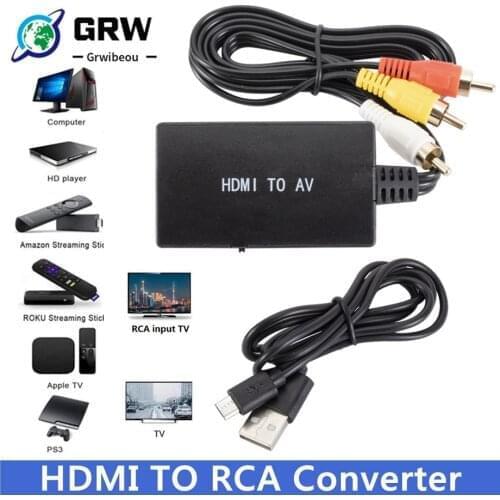 HDMI to AV Converter HDMI to Video Audio Adapter Supports PAL/NTSC Compatible for Apple TV, DVD, Blu-ray Player, HD Box ect