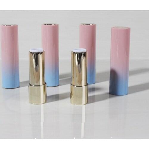 Empty Gradient Pink Blue Lipstick Tube 12.1MM Round Shape Lip Gloss Case DIY Lip Balm Container Cosmetic Tool with button