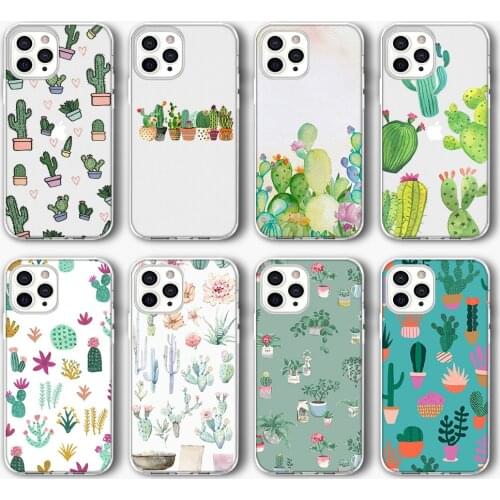 Luxury Plant Cactus Funda Case for IPhone 12 Pro Case for IPhone 12 11 Pro XR XS Max Mini 7 X 8 6 6S Plus 5S SE 2020 Silicone