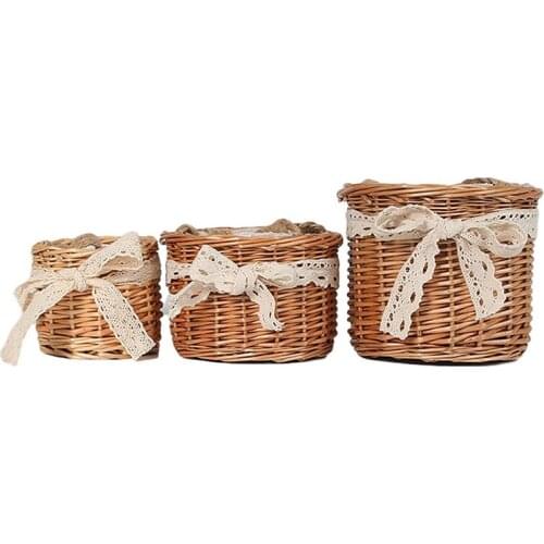 Handmade Wicker Basket for Wedding Home Kitchen Food Picnic Bread Sundry Container Fruit Storage