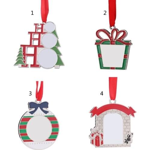 Sublimation Blank Pendant Heat Transfer Christmas Tree Hanging Ornament with Red Hanging Rope for Holiday DIY Crafts Au03 21