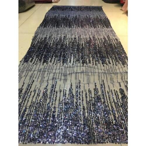 Dark blue Glued glitter sequins Lace Fabric YG-349 top Selling African Lace Fabric Nigerian French Fabric for party dress