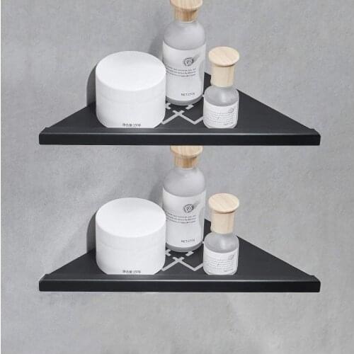 Bathroom Corner Shower Shelf Stainless Steel Triangle Shower Caddy Wall Mount Rustproof Black Finish