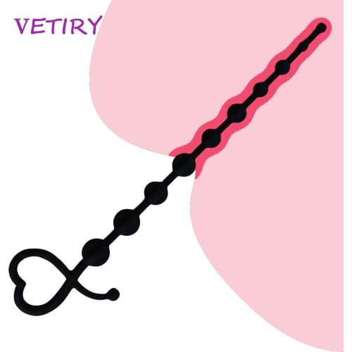 VETIRY Soft Anal Plug Anal Beads for Women Long Orgasm Vagina Clit Pull Ring Ball Butt Plug for Men Sex Toys Anus Stimulator