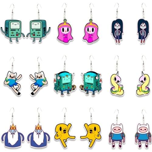 Adventure Time Cartoon BMO Acrylic Hook Drop Earrings Characters Printing Dangle Drop Earring for Charm Gift Accessories