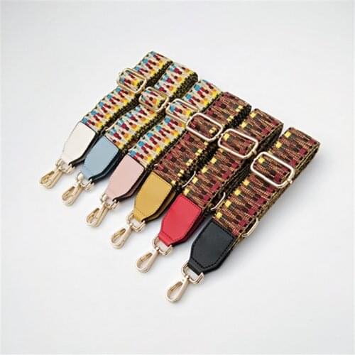 High Quality Woven Narrow Shoulder Strap Adjustable Ladies Bag Accessories Strap Fashion Colorful Long Strap O Bag Handles