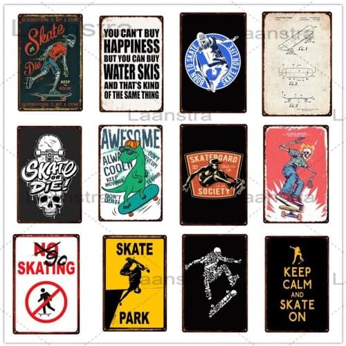 Skateboarder Iron Sign Room Decoration Wall Picture Funny Tin Plate Hobby Club Decoration Wall Art Poster Vintage Metal Sign