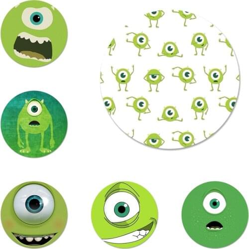 58mm Mike Wazowski Icons Pins Badge Decoration Brooches Metal Badges For Clothes Backpack Decoration