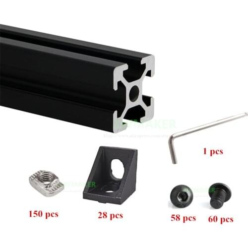 1 Set Black HyperCube 3D Printer Aluminium Extrusion Profiles - 200mm Cubic Build Volume 3D Printer Frame Kit