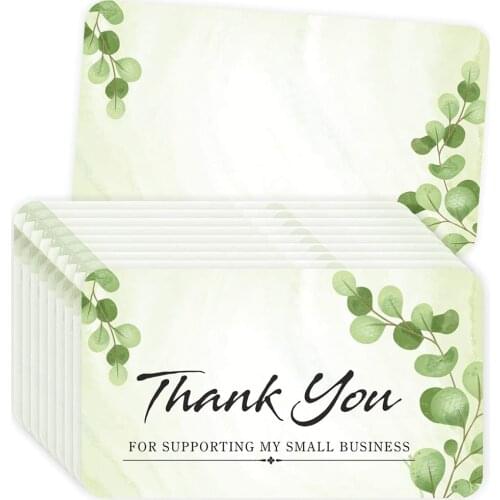 10-30pcs Green Leaves Thank You for Supporting My Small Business Cards 3.5"x2" cards gift message card Holiday greeting card