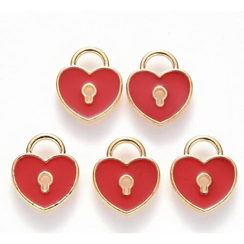 10pcs Alloy Enamel Heart Shape Charms Pendants Light Gold Color Small Charms For Earring Dangle Necklace Jewelry Making