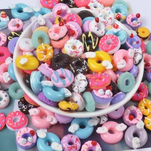 10 Pcs/Lot Resin Donut Clay Charms Toy For Children Summer Pretend Play Charms Modeling Clay DIY Accessory For Kids
