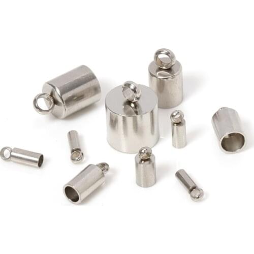 10pcs Stainless Steel Clasps Hook Cords End Caps Cord Fit 1.2-8mm Tassel Caps For Bracelet Necklace Making DIY Jewelry Findings
