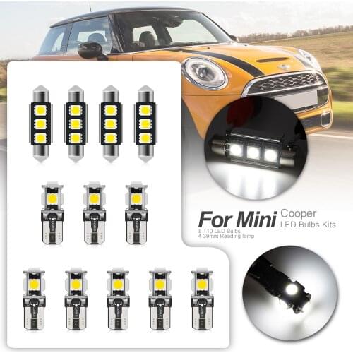 12pcs Error free for Mini Cooper S Base Countryman R60 LED Lamp Interior Light Kit Package (2011-2013)