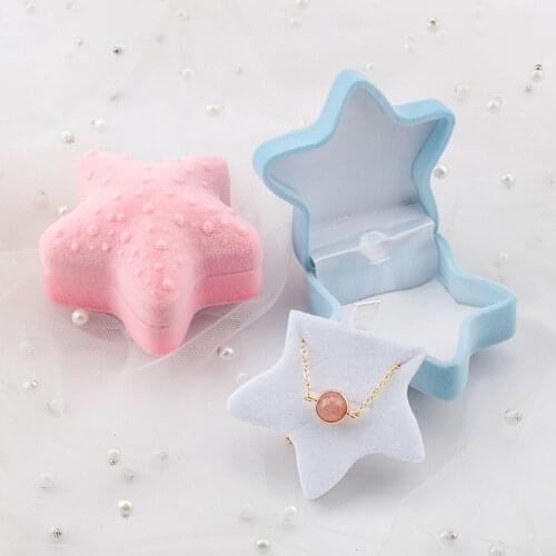 2 pieces lovely Velvet jewelry box starfish wedding ring box gift box Necklace Ring Case Earrings Holder for jewelry display