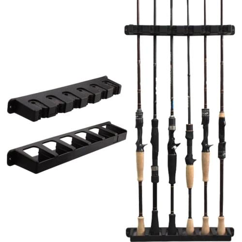 2PCS 6-Rod Rack Fishing Pole Holder Rack Fishing Pole Holder Rod Stand Wall Mount Modular For Home Garage Fishing Accessories