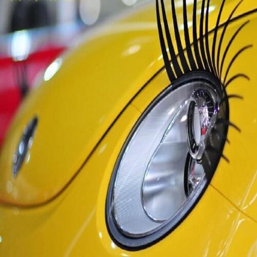 2021 Car Headlight Sticker False Eye Lash Sticker 3D Charming Black False Eyelashes Car Headlight Decoration Creative Funny