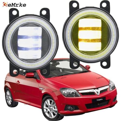 2X Led Angel Eye DRL for Opel Vauxhall Tigra TwinTop B 07/2004-2008 2009 Tigra XC LED Fog Lights Lamp Lens Daytime Running Light